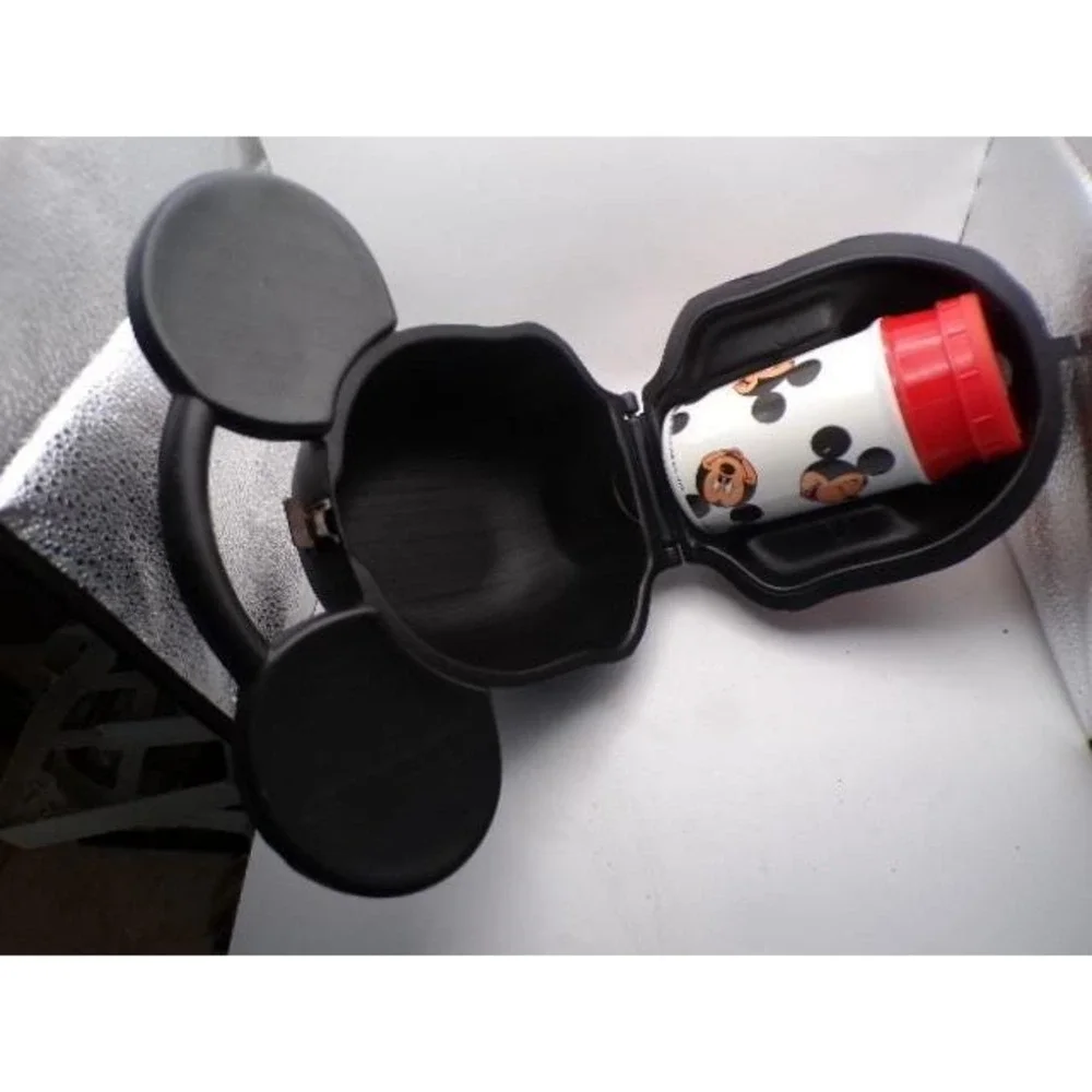 Vintage Disney Mickey Mouse Head Plastic Alladin Lunch Box w Thermos‎ Black 90s